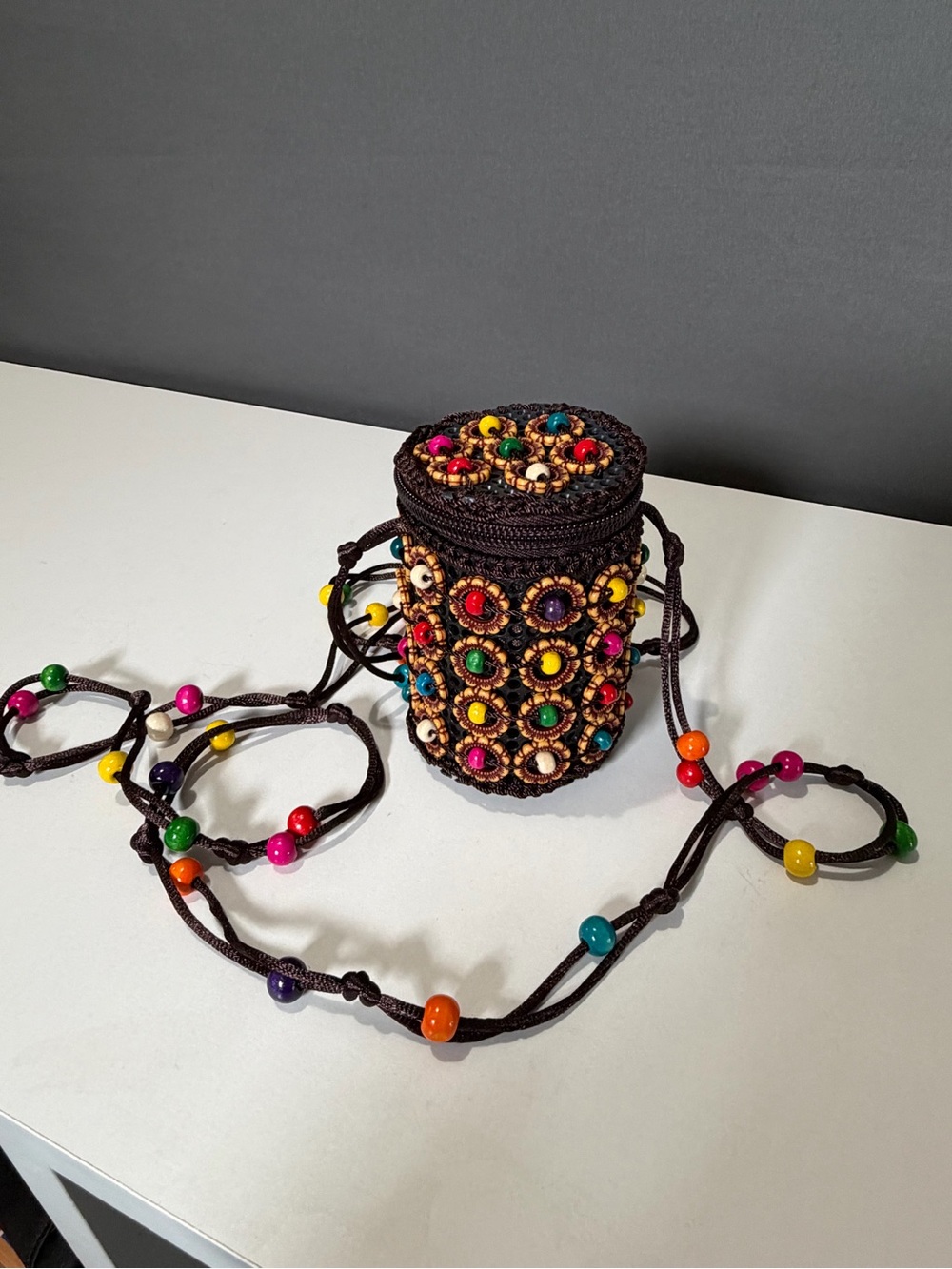 Handcrafted Multicolor Beaded Crossbody Bag